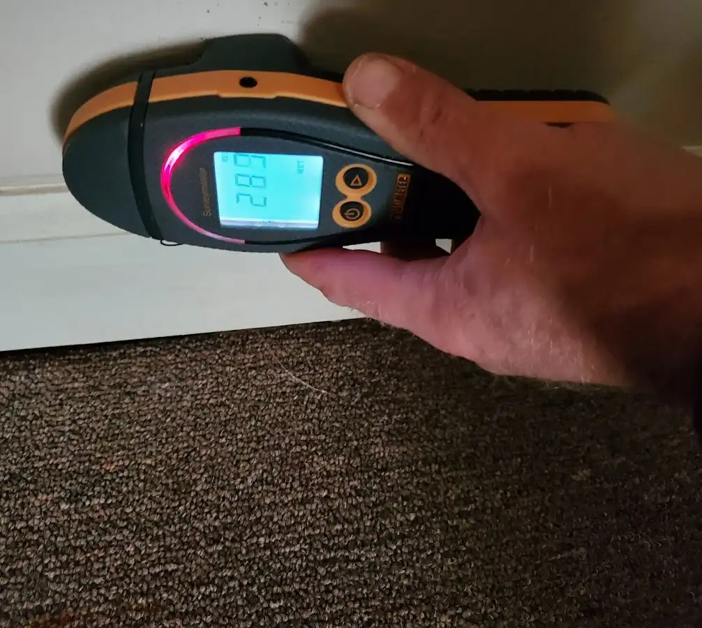 Moisture detection at baseboard during Burst Pipe Cleanup in Boyes Hot Springs
